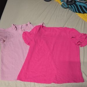 Pink and Light Pink Ruffle Sleeve Tops